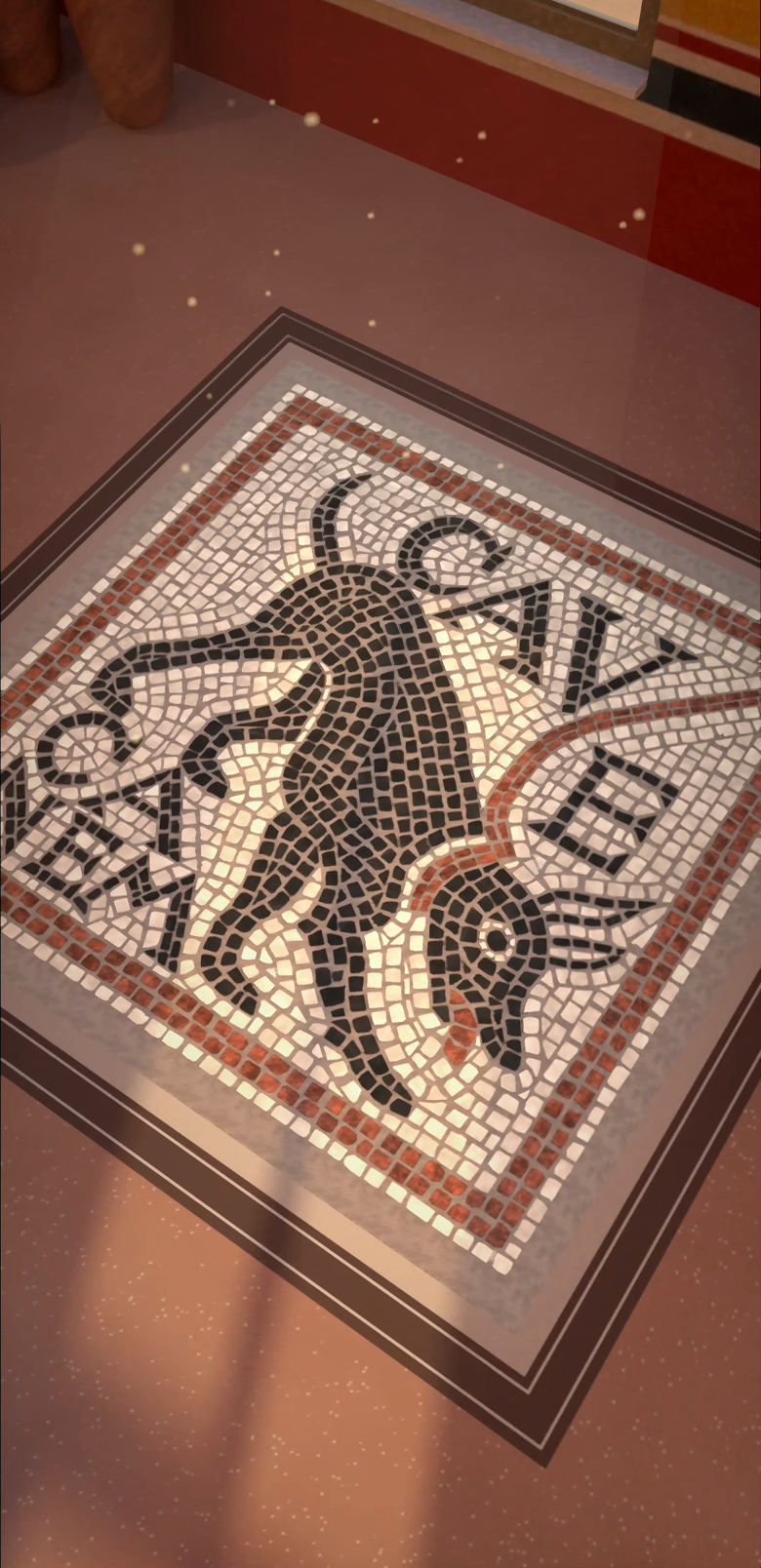 Delos on iPhone: the mosaic as the floor of a golden-hour villa
