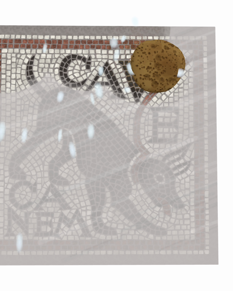 Delos on iPhone: a sea sponge wiping grout haze off the mosaic